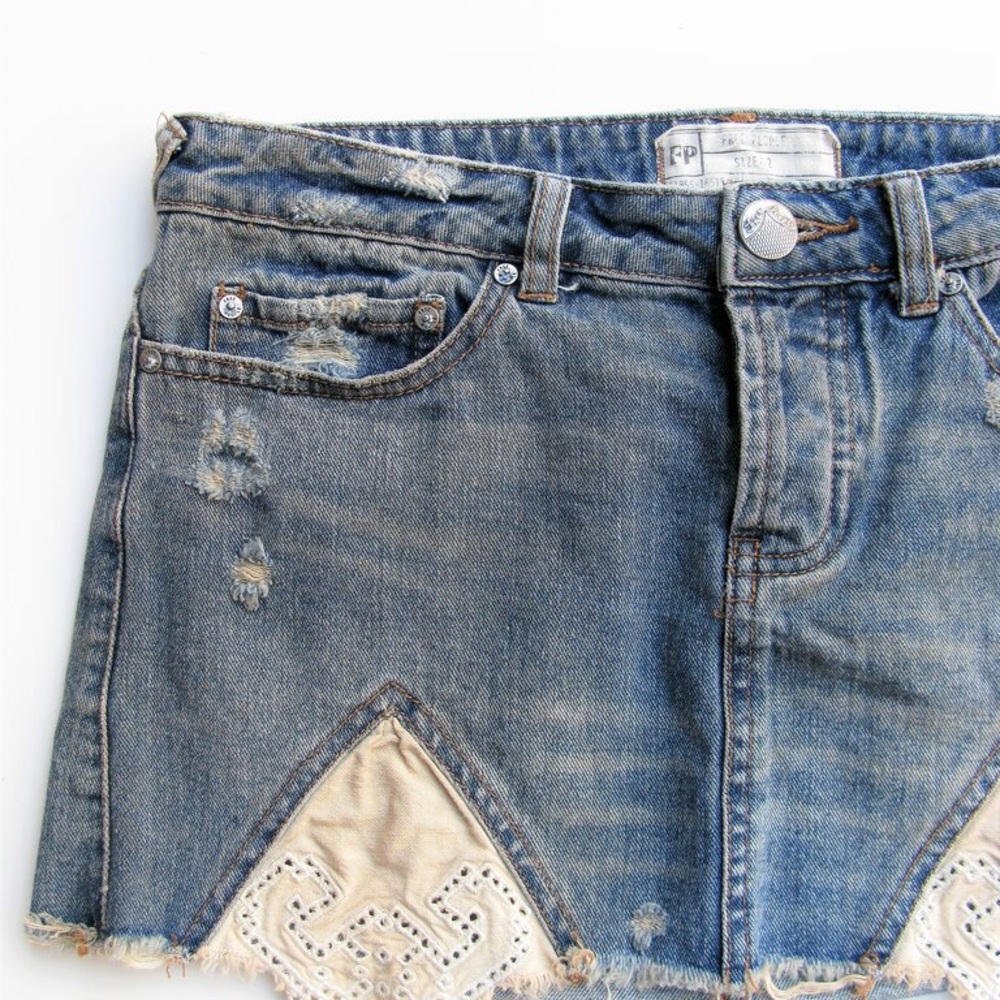 Free People Jean Mini Skirt